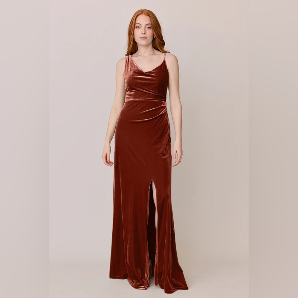 Revelry Maxine Dress Velvet Terracotta Rust Cinnamon 2